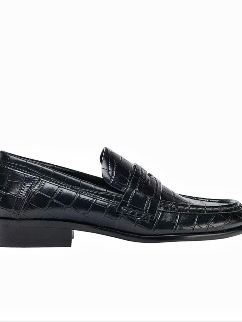 LNWOT Zara Crocodile-Embossed Penny Loafers - Black